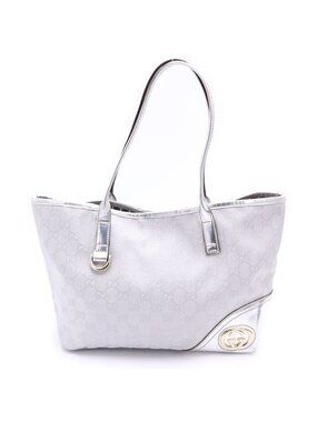 Gucci Guccissima Tote Silver Canvas Enamel Leather